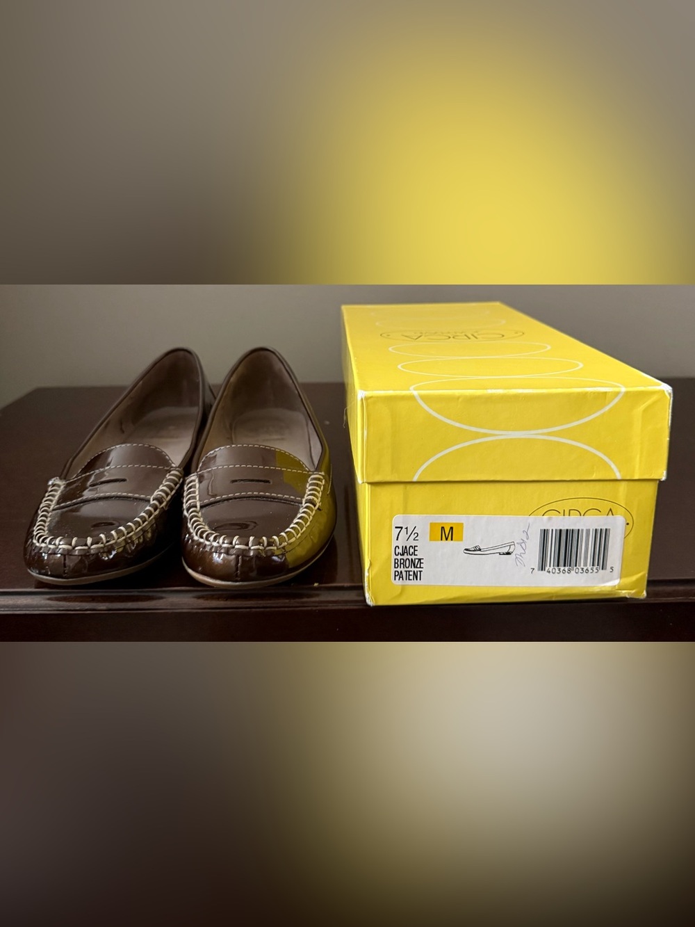 Joan & David Brown Patent Moccasin Loafers